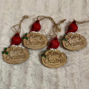 Set of (4) Merry Christmas carved Wood Slices